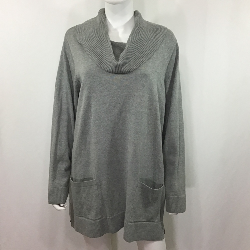 Jeanne Pierre Woman Gray Cowl Neck Sweater